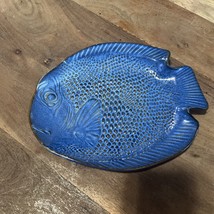 Vintage Uttermost Vibrant Cobalt Blue Fish Art Pottery Plate Or Dish - $16.00
