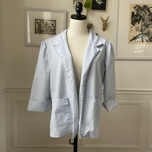 Vintage 80s Pastel Blue Miami Vice Open Front Blazer L XL - $431.64 MXN