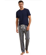 Hanes Men’s Short Sleeve Crew &amp; Woven Pajama Pants Set – Navy/Stripe - $25.00