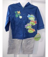Boys Teenage Muntant Turtles Long Sleeve Hoodie W Pants Blue Gray Size 2... - $275.59 MXN