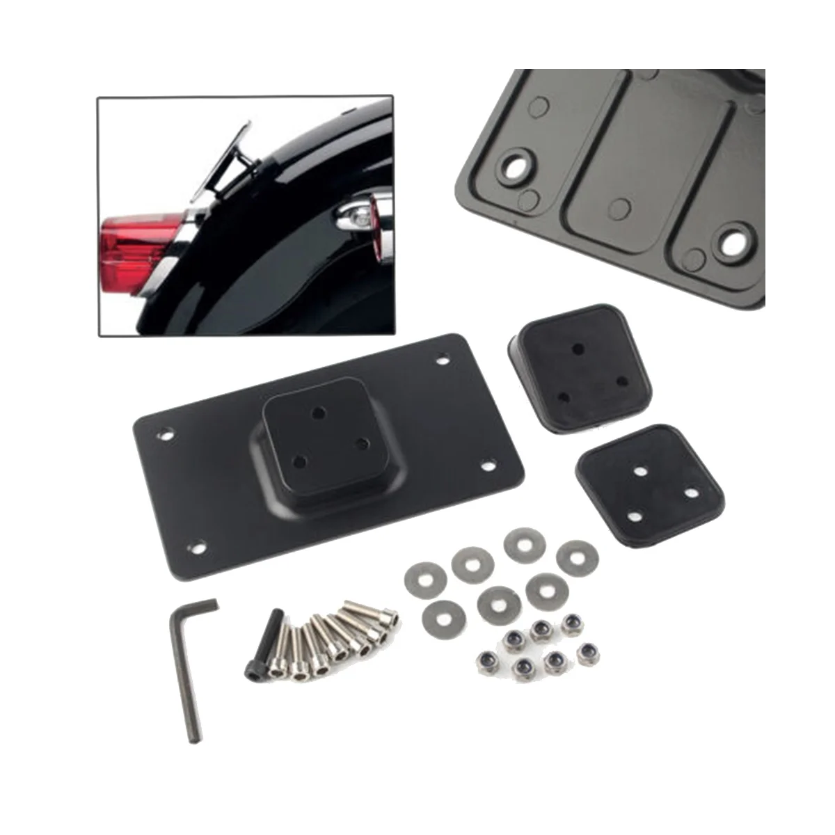 Motorcycle Laydown Tilt License Plate Kit Fe Mount for Harley Big Twins ter Dyna - $98.98