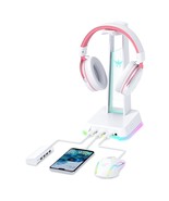 Rgb Headphone Stand With 3.5Mm Aux And 3 Port Usb 2.0 Hub, Universal Gam... - $42.99