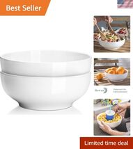 Serving Bowls, Large Salad Bowls, 9.5" White Ceramic Fruit Bowls for Ent... - $42.03