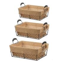 Stackable Rectangle Metal Basket w/ Liner Set Of 3 - 33465 - $41.58