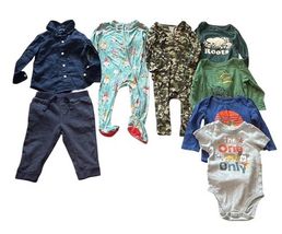 Baby Boy Clothing Lot 8 Pc 12M Carters Cat &amp; Jack Pants Romper Outfit - $29.69