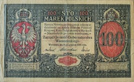 POLAND 100 MAREK BANKNOTE 1916 - BIG SIZE NOTE RARE NOTE - £58.17 GBP