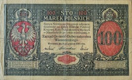 POLAND 100 MAREK BANKNOTE 1916 - BIG SIZE NOTE RARE NOTE - £58.20 GBP