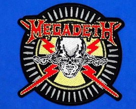 Megadeth Skull &amp; Bullets Sew-On Iron-On Embroidered Patch 3 1/2&quot; X 3 1/2&quot; - £5.93 GBP
