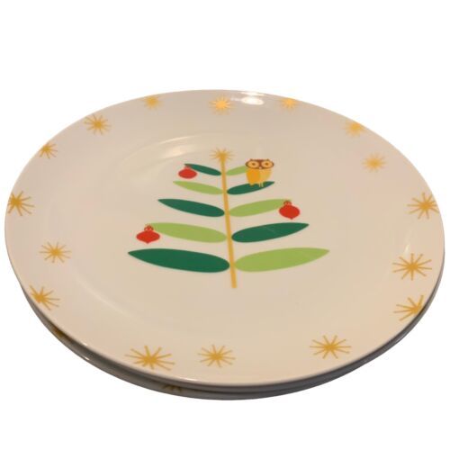 Primary image for Rachel Ray Holiday Hoot Owl Dinner Plates 10.5" Christmas Tree Set of 3