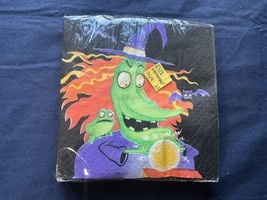Vintage Pack Of Paper Art 3 Ply Halloween Witch Party Napkins NOS - $10.99