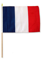 France 12&quot;x18&quot; Stick Flag ROUGH TEX® 100D 30&quot; Wooden Staff 12 PACK - £19.26 GBP