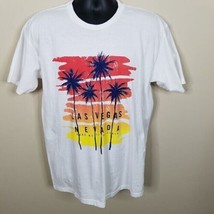 Las Vegas Nevada Unisex T Shirt Size Large White Palm Trees Short Sleeve - £7.77 GBP