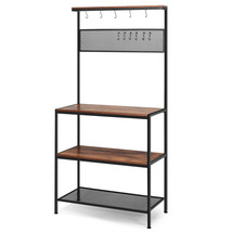 4-Tier Kitchen Rack Stand with Hooks and Mesh Panel(D0102H23LBG.) - £84.53 GBP