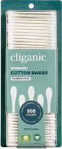 Cliganic Organic Cotton Swabs 500 Count 100 Pure Natural Cotton Chlorine... - $442.94 MXN