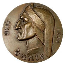 Rare Dante Alighieri 1265-1321 Pierre Bouret French Bronze Medal Dante&#39;s... - $99.95
