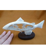 (fish-w4) cutout Salmon fish eagle of shed ANTLER figurine Bali detailed... - £89.35 GBP