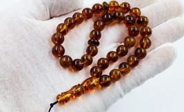 Amber  Rosary Misbaha Natural Baltic Amber  Tasbih beads pressed - £70.26 GBP