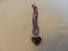 Clear Acrylic Heart Choker Child&#39;s Necklace with Purple &amp; White 16&quot; long - £14.69 GBP