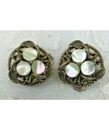 Vintage Mother of Pearl Clip On Earrings 7/8&quot; in Diameter - £17.64 GBP