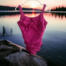 LANDS’ END one piece swimsuit Size 12 L D w/ Underwire Fuchsia Magenta - £21.70 GBP