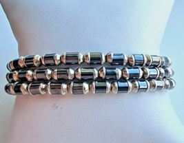 Silpada 925 Sterling Silver Hematite 3 Strand Bracelet 7 1/4 Inch - £71.56 GBP