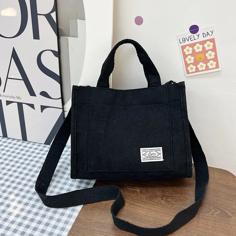 Women&#39;s Canvas Casual Tote Bag Black - £7.17 GBP