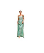 Love &amp; Lemonade Woman’s Size M Formal Gown Dress Green Sequins Silver Maxi - $1,335.24 MXN