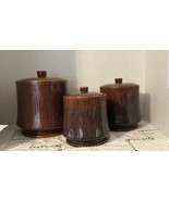 Vtg Set of 3 Colin Cowie JC Penney Footed MCM Ceramic Canisters Brown Re... - $1,359.03 MXN