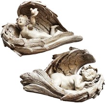 Resin Garden Angel Statue Figurine Cherub in Wings Decoration Religious ... - $28.04