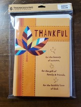 Thanksgiving Card 6 Pack  HALLMARK greeting friends family sharing leaf autumn 1 - £2.30 GBP