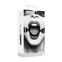 Ouch! Black &amp; White Silicone Ring Gag With Adjustable Bonded Leather Straps Blac - £21.92 GBP