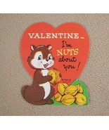 VINTAGE VALENTINE CARD SQUIRREL CHIPMUNK I&#39;M NUTS ABOUT YOU 1960s - €10,30 EUR