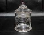Vintage ETCHED Flower Clear Glass 8&quot; Apothecary Jar Candy Dish With Lid ... - $28.50