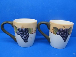 Home Interiors Sonoma Villa Set Of 2 Hand Painted Fruit Themed Coffee Mugs VGC - £7.99 GBP