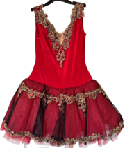 Costume Gallery Girls Performance/Dance/Formal Dress - Red &amp; Gold - £14.99 GBP