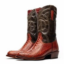 DENVER Genuine Ostrich Leg Skin Cowboy Boot from the Western Collection Cognac image 7
