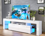 White TV Stand for 70 Inch TV, Modern TV Cabinet with 16 Color LED Light - $261.31