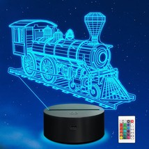 Train Night Light, Steam Train 3D Illusion Lamp For Kids, 16 Colors Changing Wit - £25.56 GBP