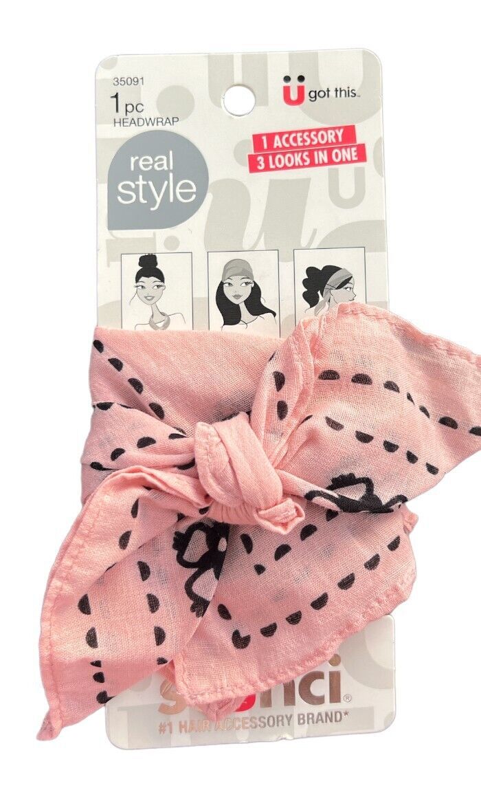 Primary image for Scunci 1 Piece Headwrap Beauty Pink Black Design