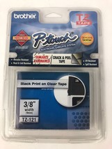 Brother New OEM Clear P-Touch TZ-121 Tape 9mm Cassette 3/8&#39;&#39; Laminated FSTSHP - £10.35 GBP