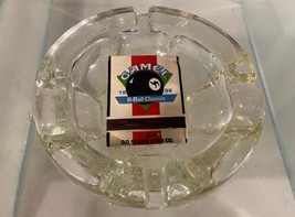 Vintage Heavy Cut Glass Ash Tray with a Vintage Matchbook (Camel 8-Ball Classic) - £11.72 GBP