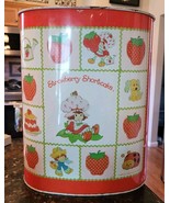 Strawberry Shortcake Cheinco Trash Can Tin Vintage Metal Bin Waste Baske... - $945.47 MXN