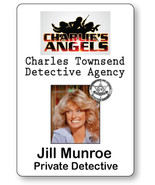 JILL MUNROE CHARLIE&#39;S ANGELS NAME BADGE TAG HALLOWEEN COSPLAY PIN BACK - $15.24