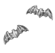 Alchemy Gothic Bat Studs Earrings Pair Fine English Pewter Surg Steel Po... - $14.95