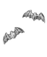 Alchemy Gothic Bat Studs Earrings Pair Fine English Pewter Surg Steel Po... - £11.81 GBP