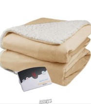 Pure Warmth Soft Velour Sherpa Electric Heated Blanket Digital Queen Linen - £71.00 GBP