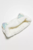 Urban Outfitters Spa Day Makeup Headband In Holo Cat Ears White NEW - £7.74 GBP