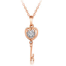 White Crystal &amp; 18K Rose Gold-Plated Key Pendant Necklace - £7.98 GBP