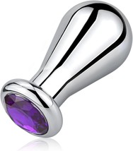 Big Anal Butt Plug,Bulb-Shaped Metal Anal Plug with Purple Gemstones, Anal Toys - $23.70