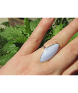Large and Beautiful Blue Lace Agate Ring, Size 8.5 or R, 925 Silver, Gif... - £22.12 GBP